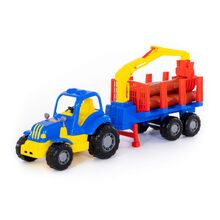 Tractor cu remorca + lemne - Hardy, 48x13x20 cm, Polesie, 7Toys