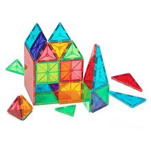 Magna-Tiles Clear Colors, set magnetic 100 piese, 7Toys