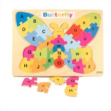Puzzle educativ din lemn Fluture, 7Toys