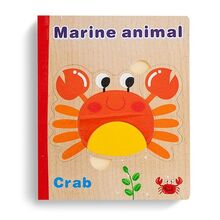 Carte 6 puzzle din lemn - Animale Marine, 7Toys