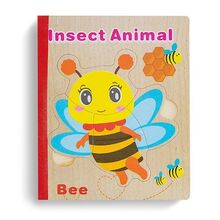 Carte 6 puzzle din lemn - Insecte, 7Toys